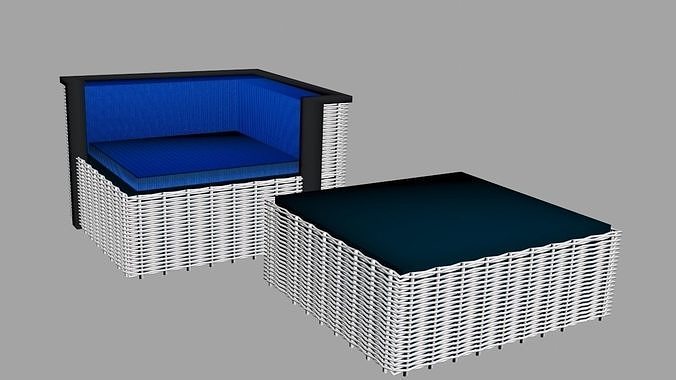 Rotan Patio Set 3D model