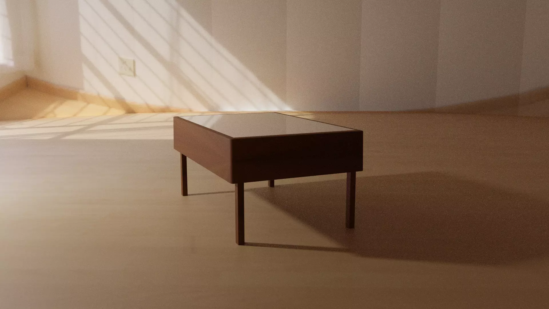 Brown Wood Glass Table With Sand Inside 3D model_0