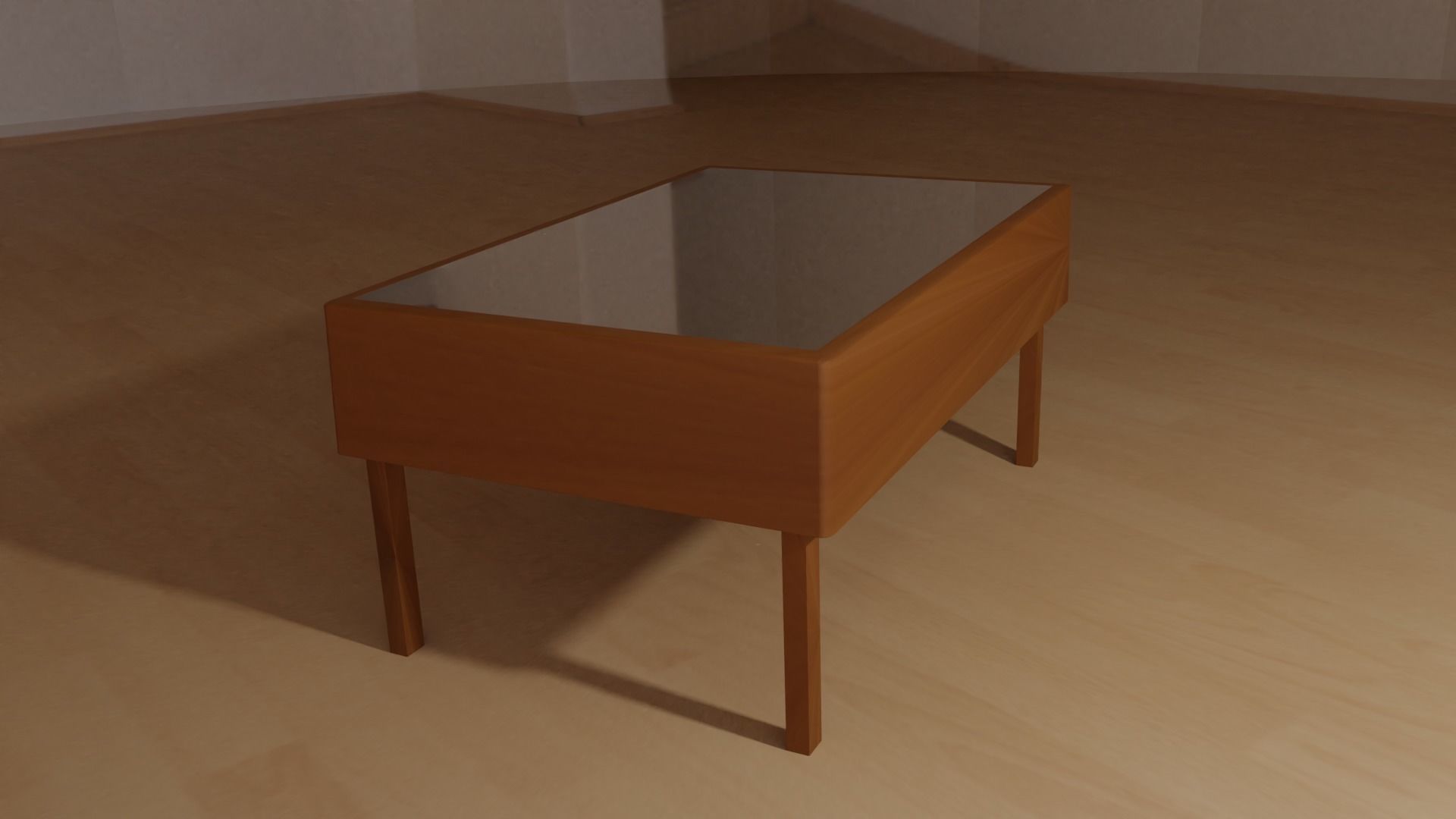 Brown Wood Glass Table With Sand Inside 3D model_3