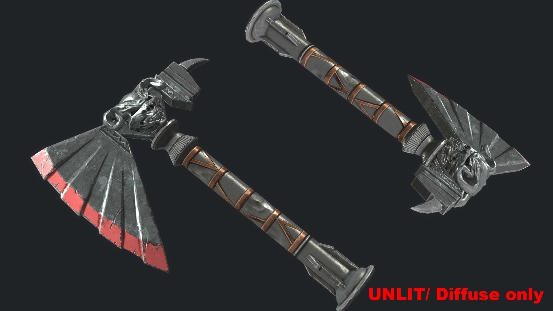 Fantasy Stylish- Axe of Skul Low-poly 3D model_1