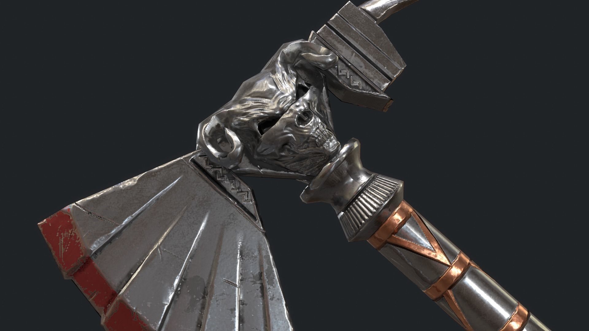 Fantasy Stylish- Axe of Skul Low-poly 3D model_3