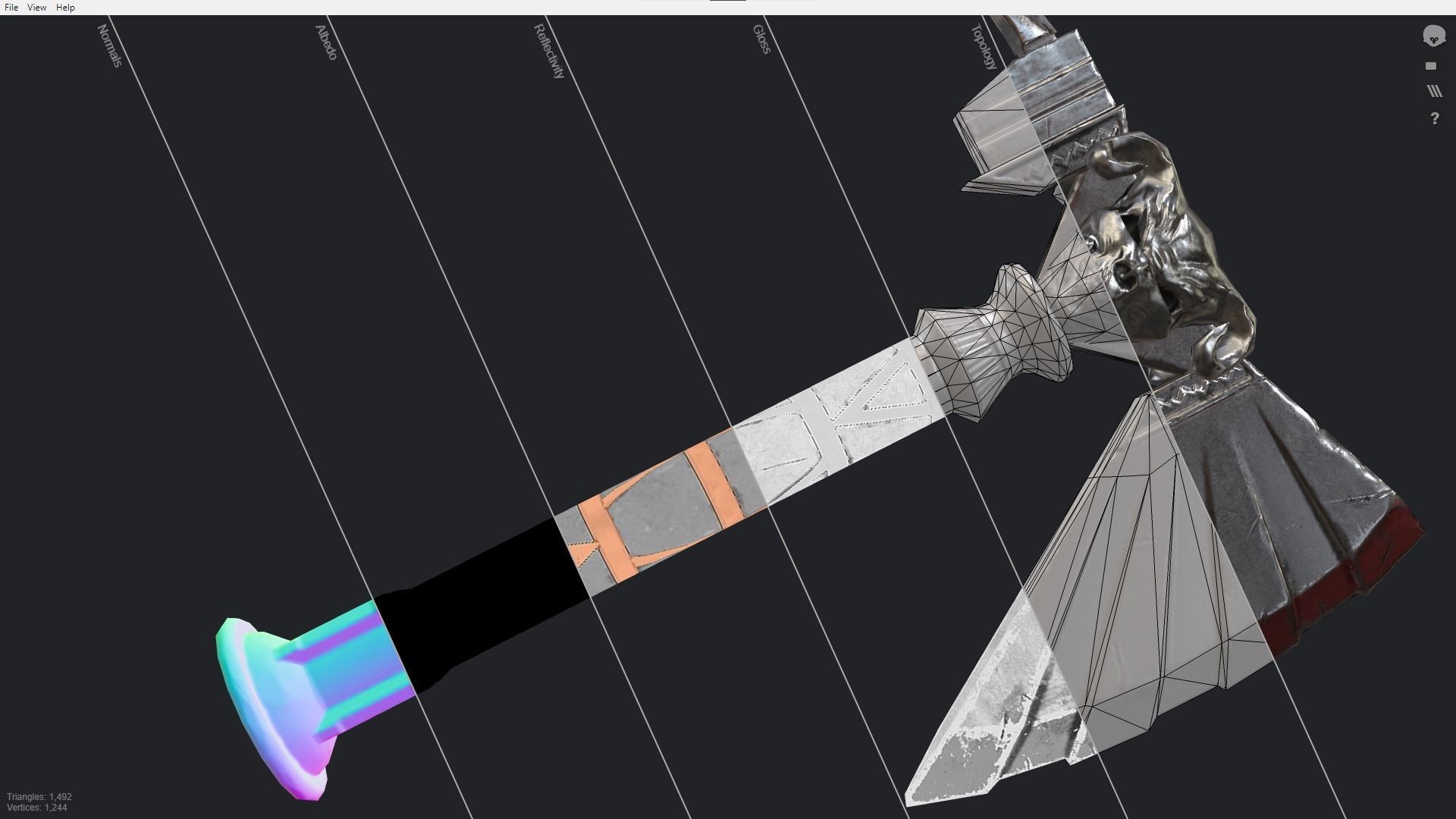 Fantasy Stylish- Axe of Skul Low-poly 3D model_5