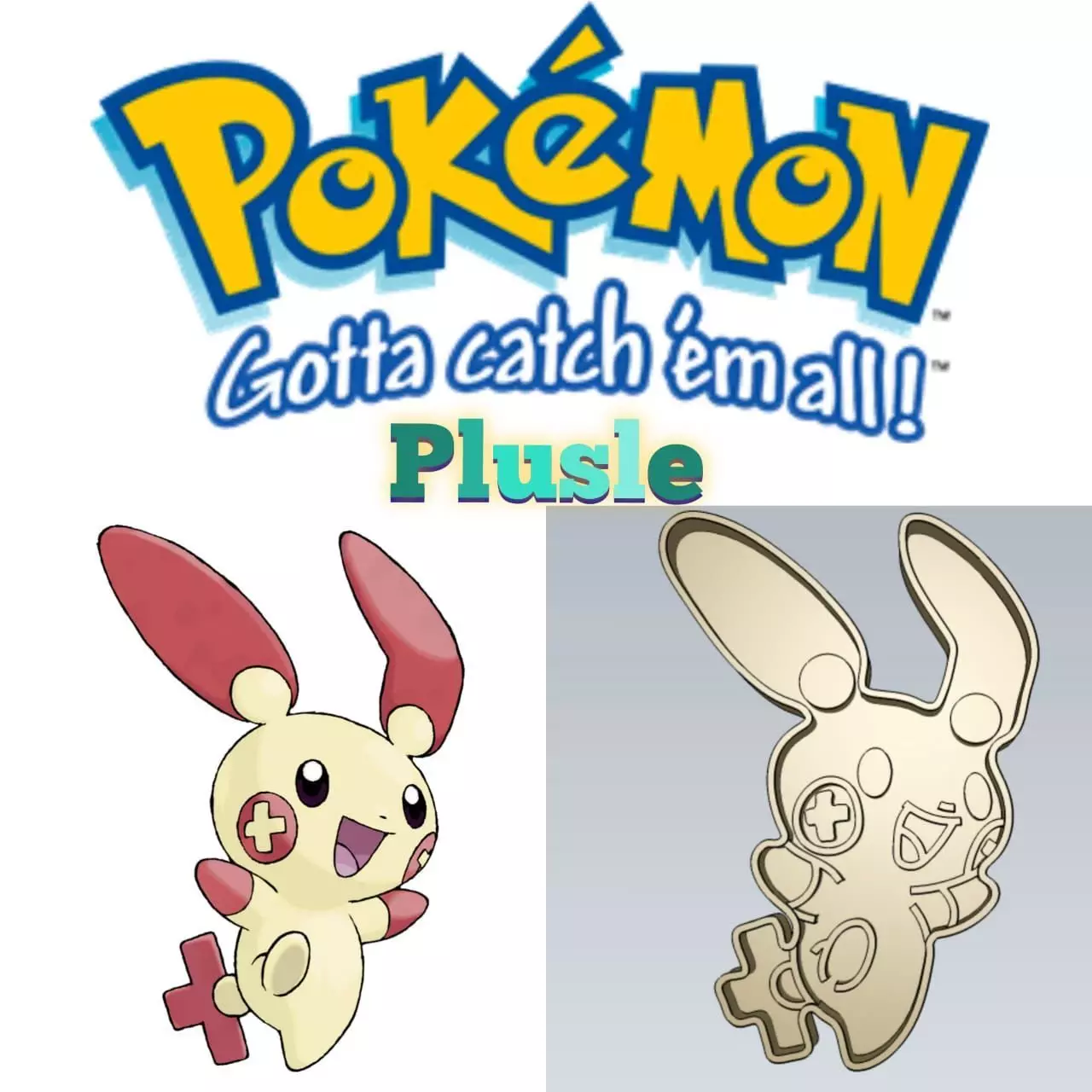 Amazing Pokemon Plusle Cookie Cutter Stamp Cake Decorating 3D model_0