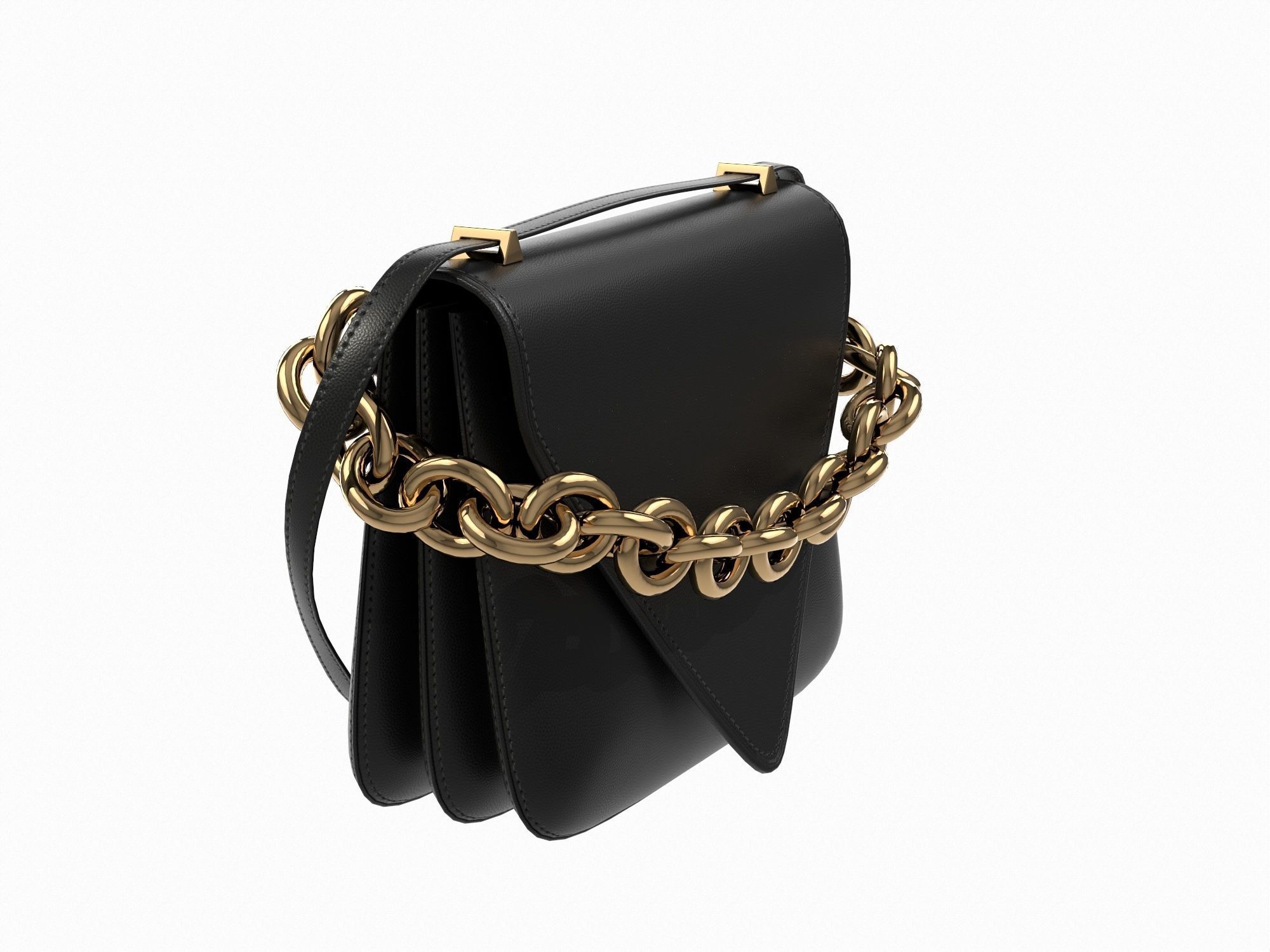 Bottega Veneta Mount Bag Black Low-poly 3D model_2