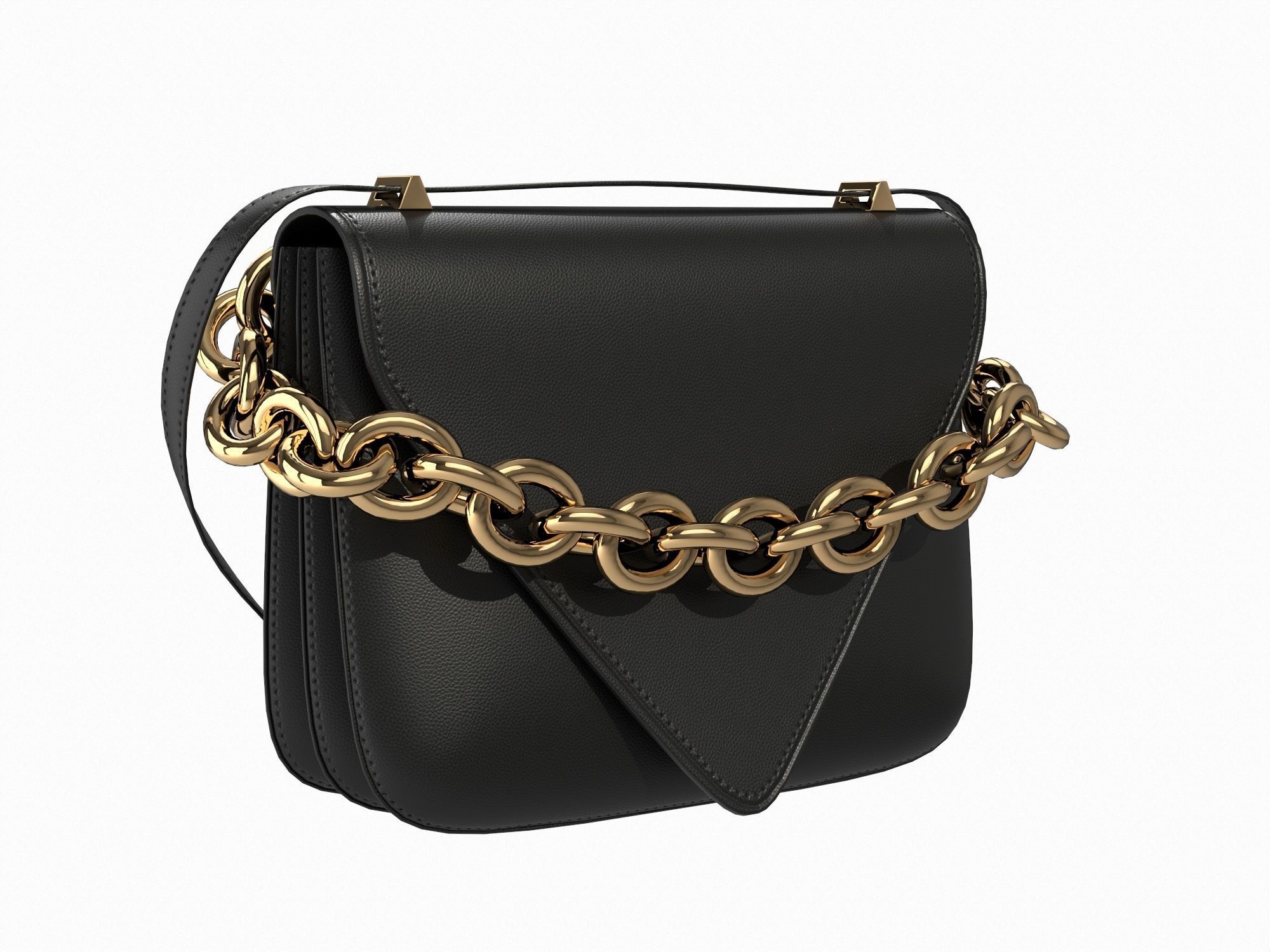 Bottega Veneta Mount Bag Black Low-poly 3D model_1