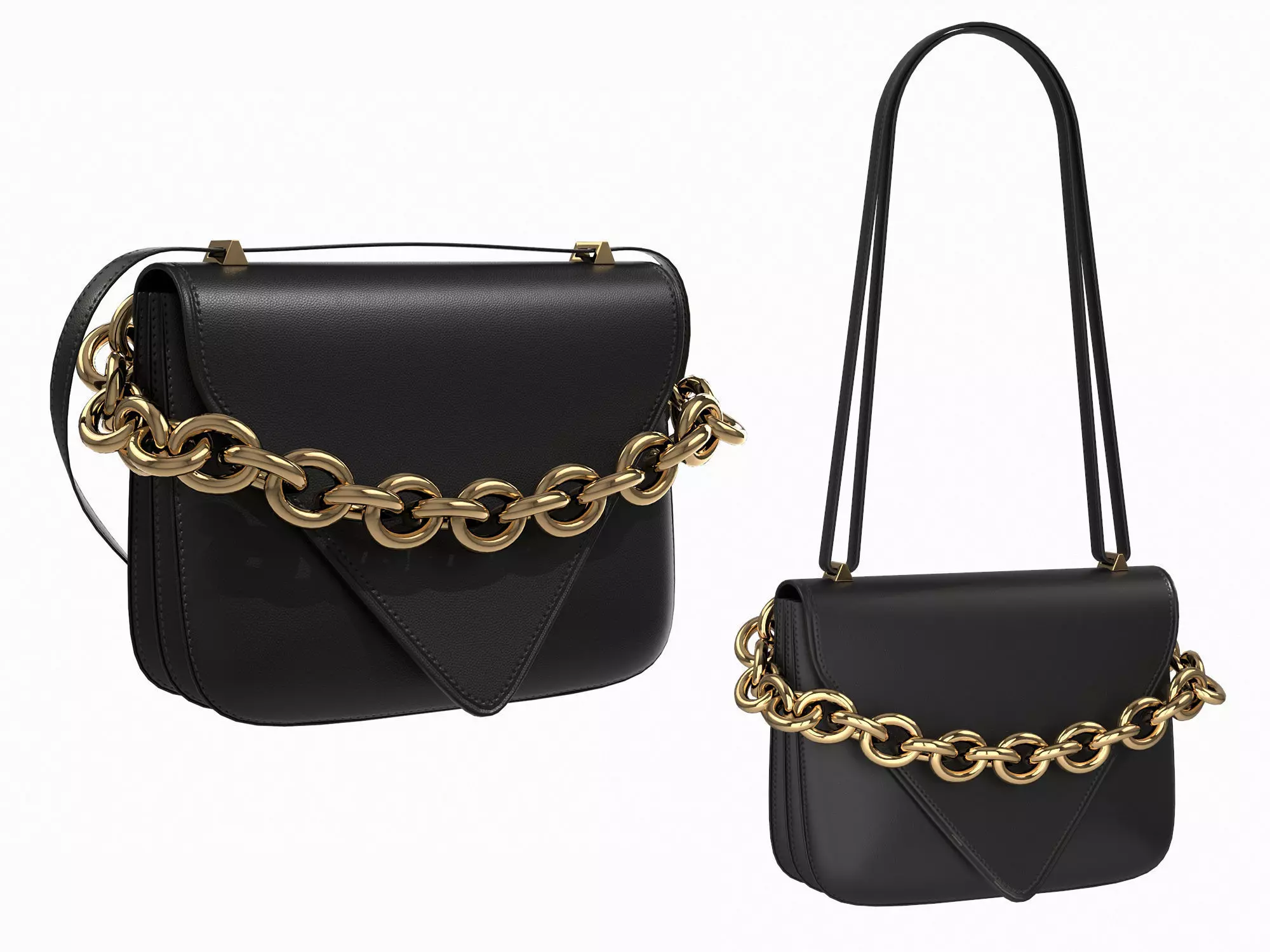 Bottega Veneta Mount Bag Black Low-poly 3D model_0