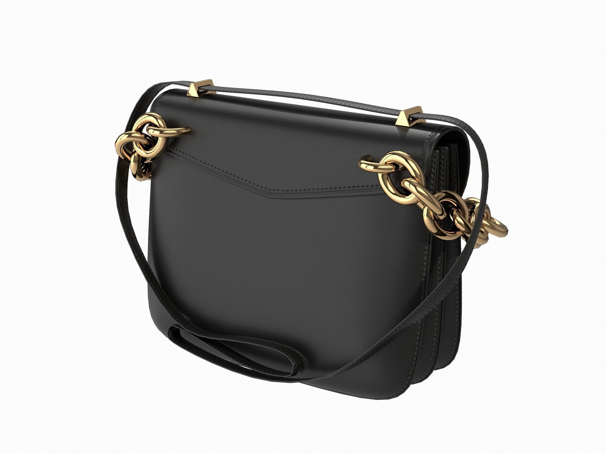 Bottega Veneta Mount Bag Black Low-poly 3D model_3