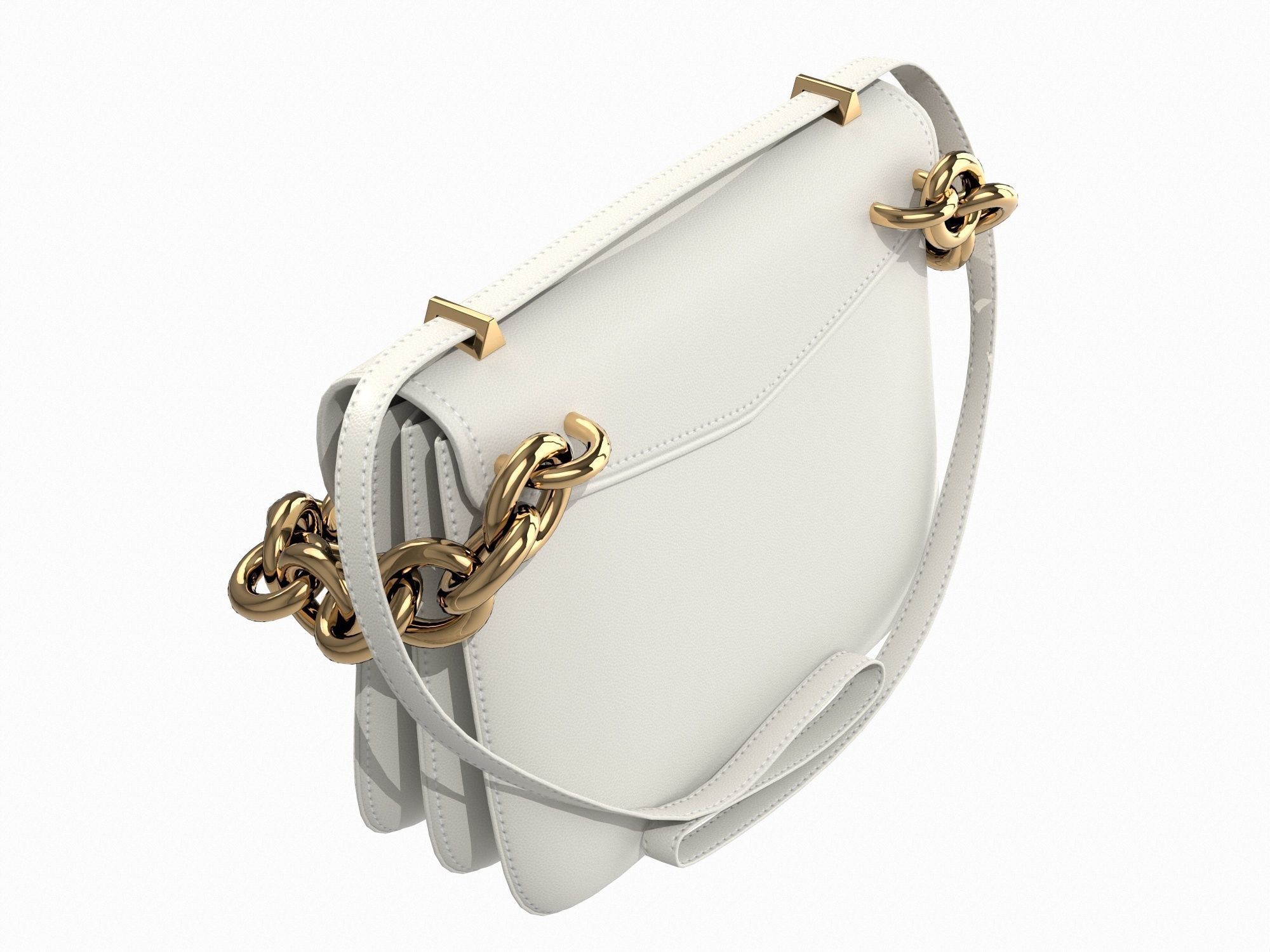 Bottega Veneta Mount Bag White Low-poly 3D model_4