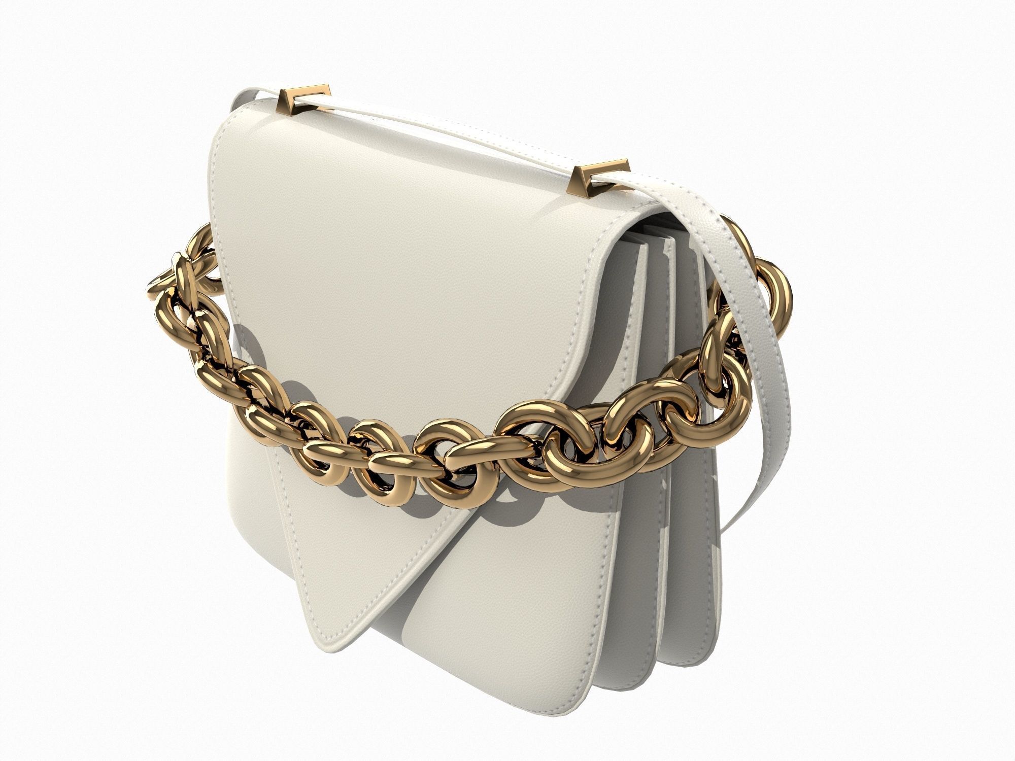 Bottega Veneta Mount Bag White Low-poly 3D model_5