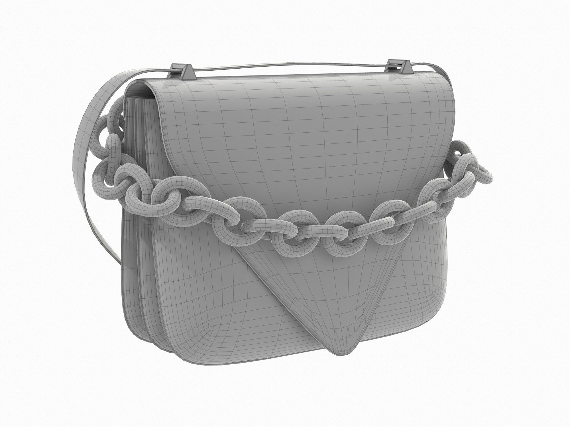 Bottega Veneta Mount Bag White Low-poly 3D model_8