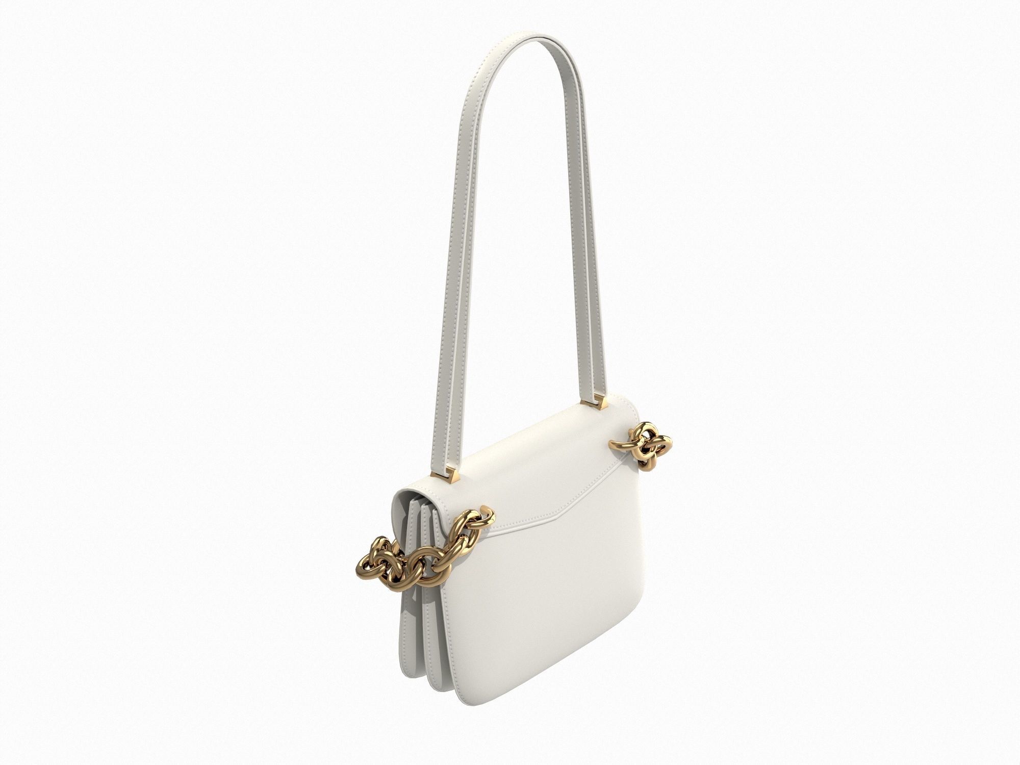 Bottega Veneta Mount Bag White Low-poly 3D model_7