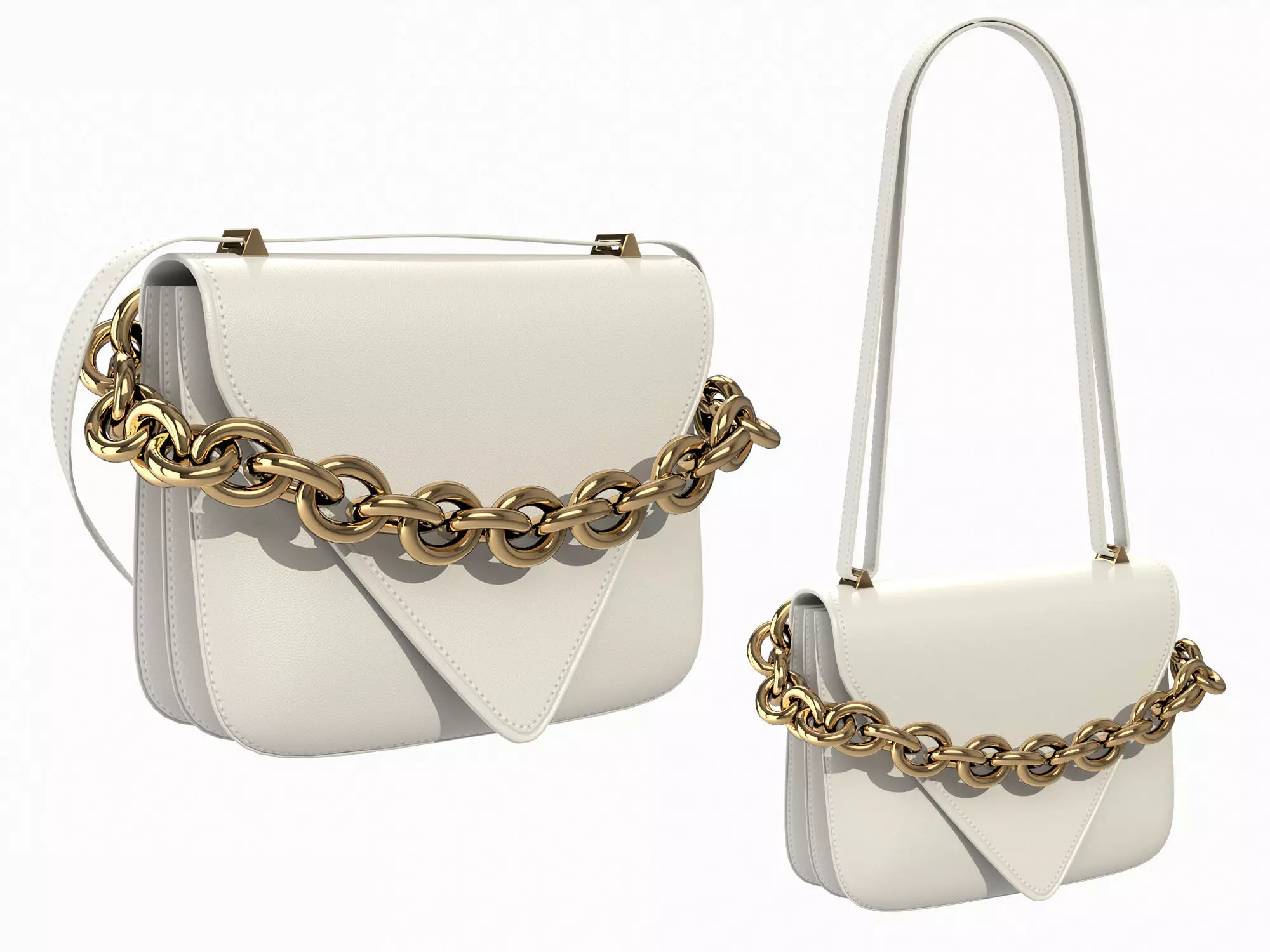 Bottega Veneta Mount Bag White Low-poly 3D model_0