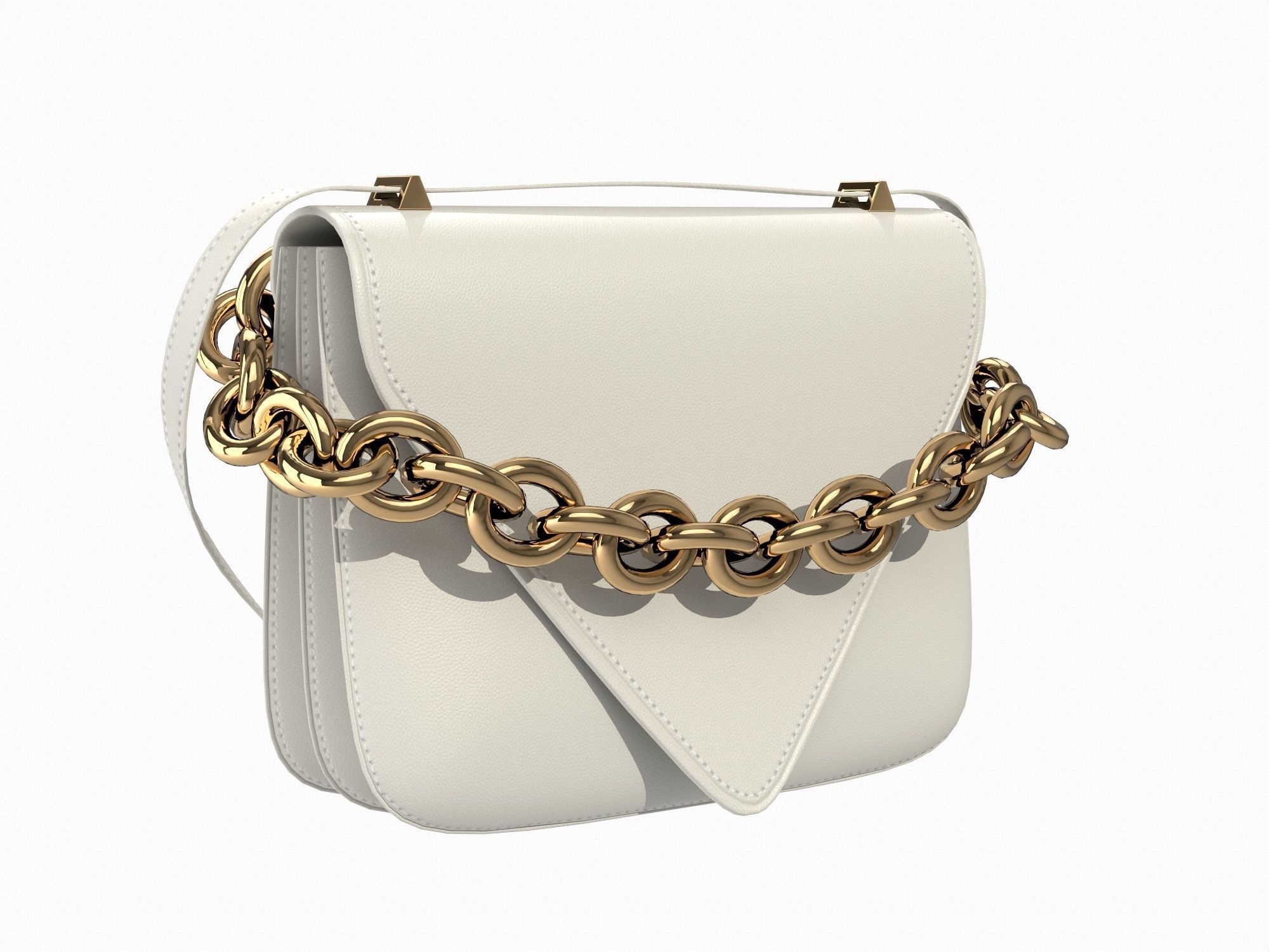 Bottega Veneta Mount Bag White Low-poly 3D model_1