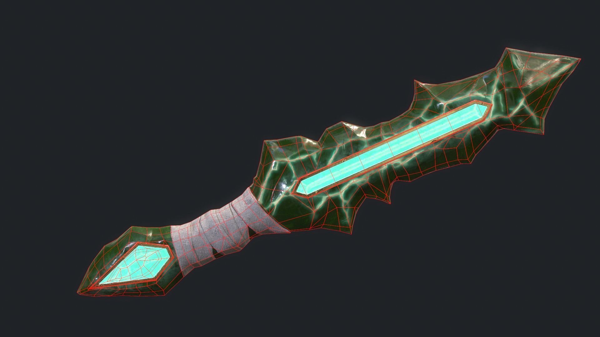 Fantasy Stylish- Dagger of Crystal Low-poly 3D model_2