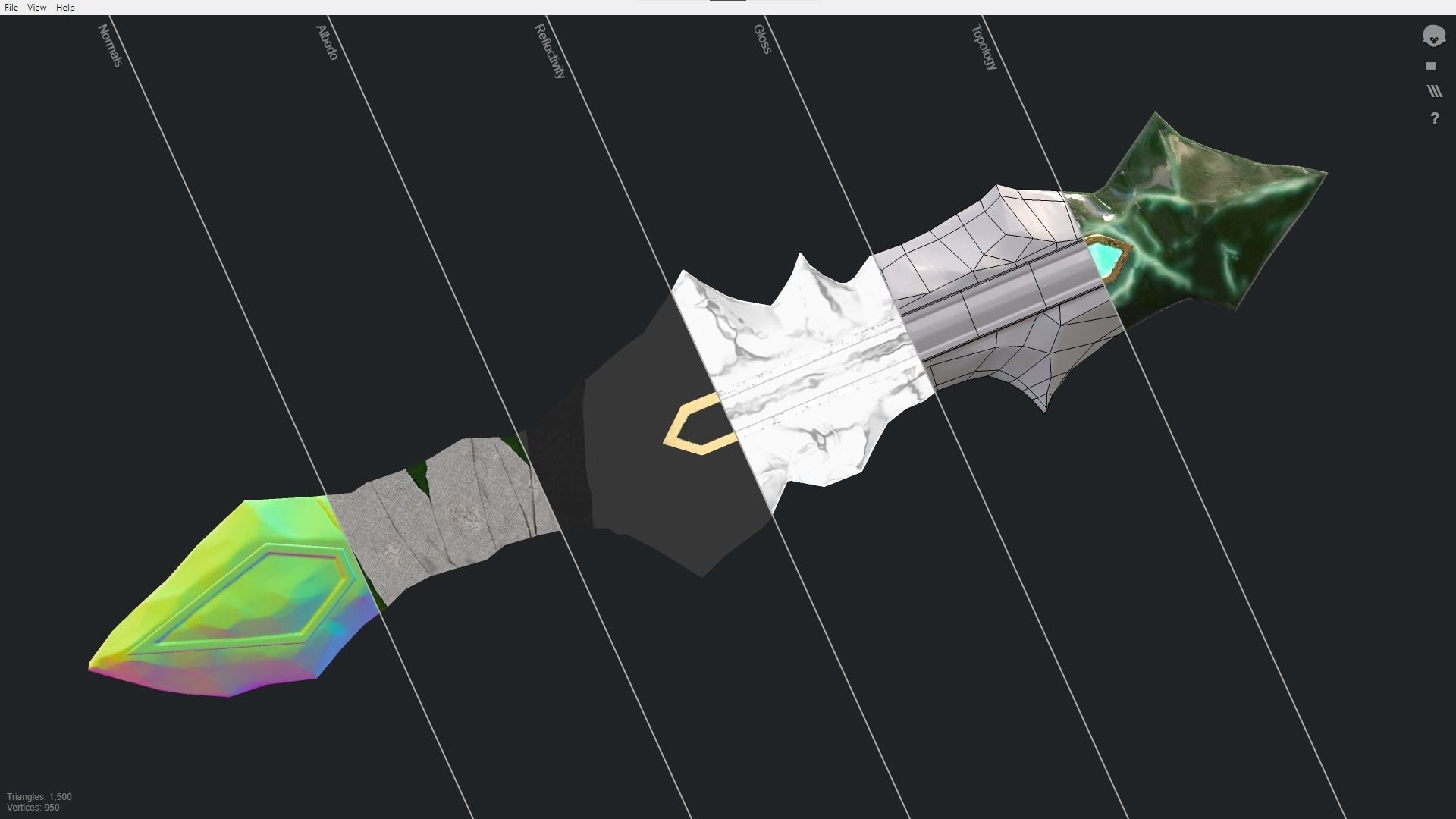 Fantasy Stylish- Dagger of Crystal Low-poly 3D model_5