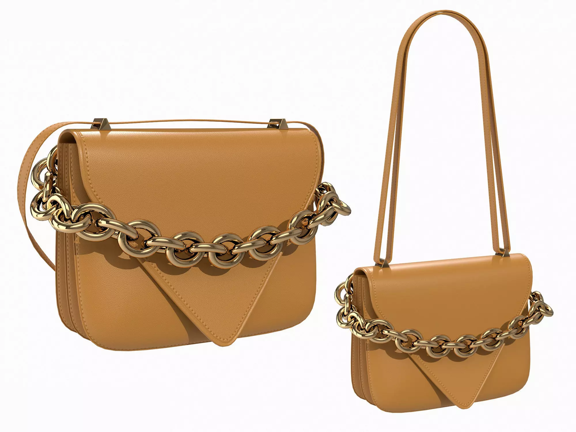 Bottega Veneta Mount Bag Brown Low-poly 3D model_0