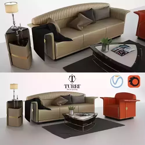 Turri Madison sofa armchair and coffee table
