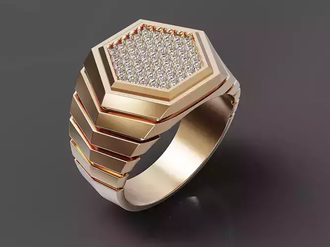 Fashion Men Ring  Silver Gold  Print