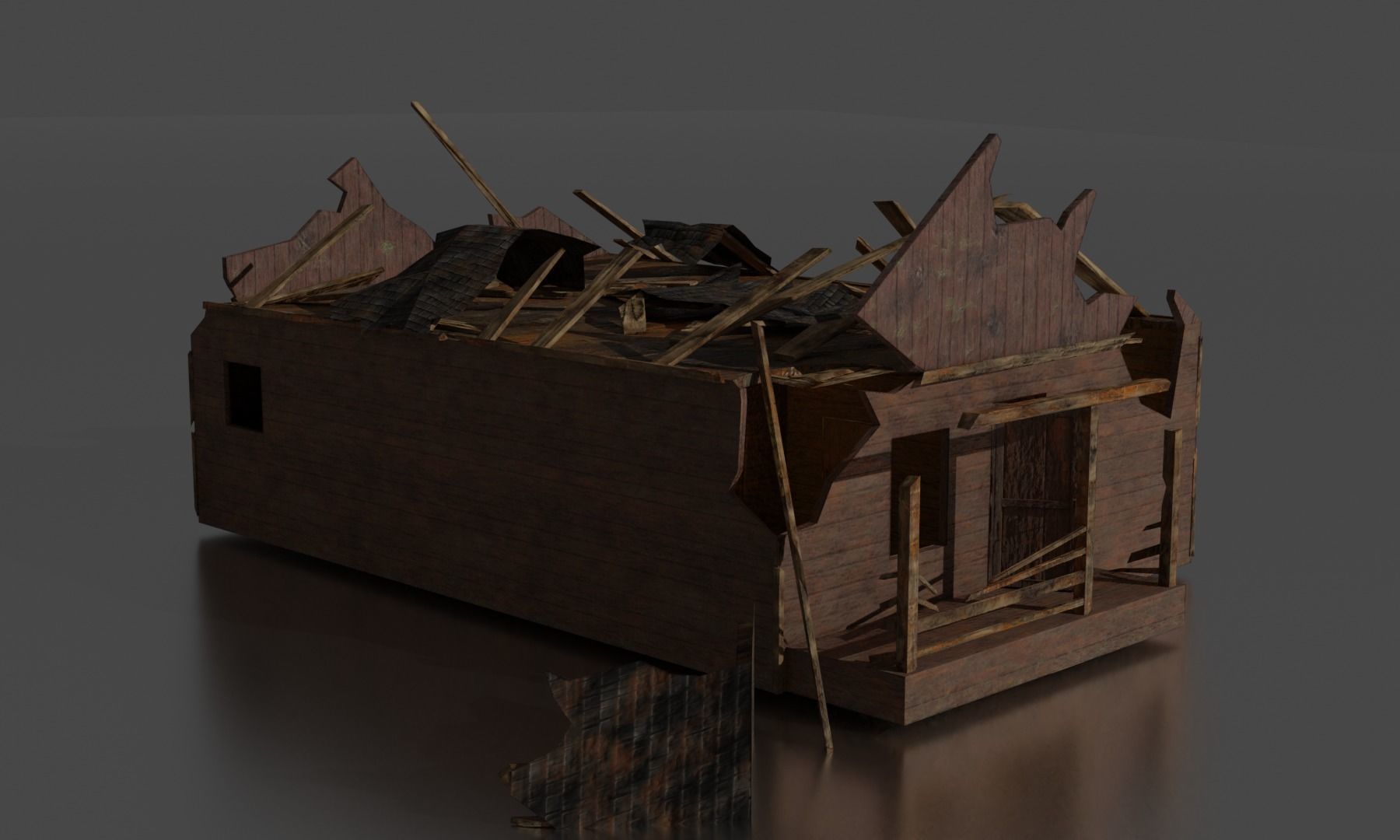 OLD BROKEN HOUSE LOW POLY Low-poly 3D model_3