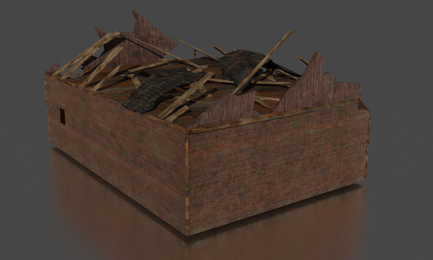 OLD BROKEN HOUSE LOW POLY Low-poly 3D model_5