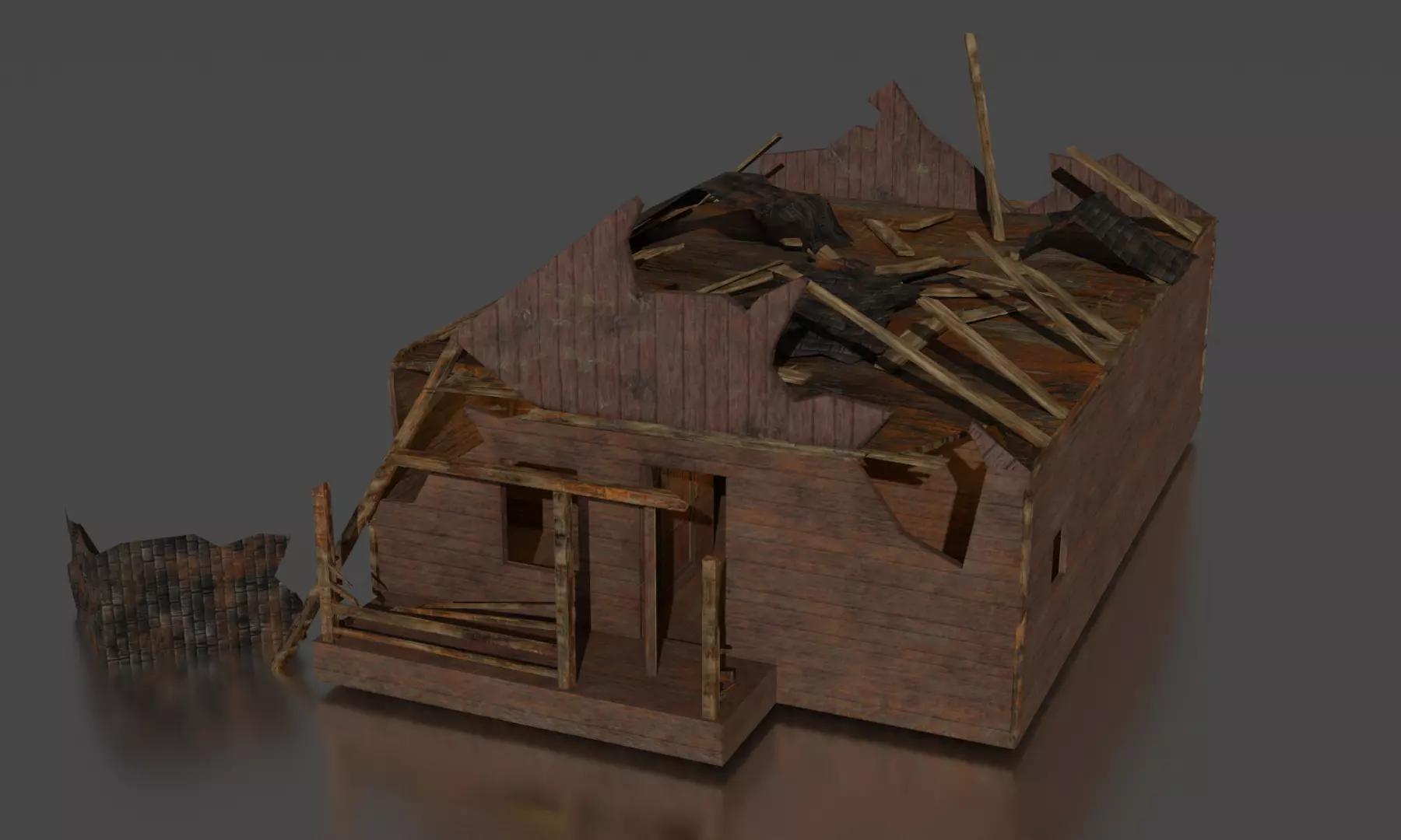 OLD BROKEN HOUSE LOW POLY Low-poly 3D model_0