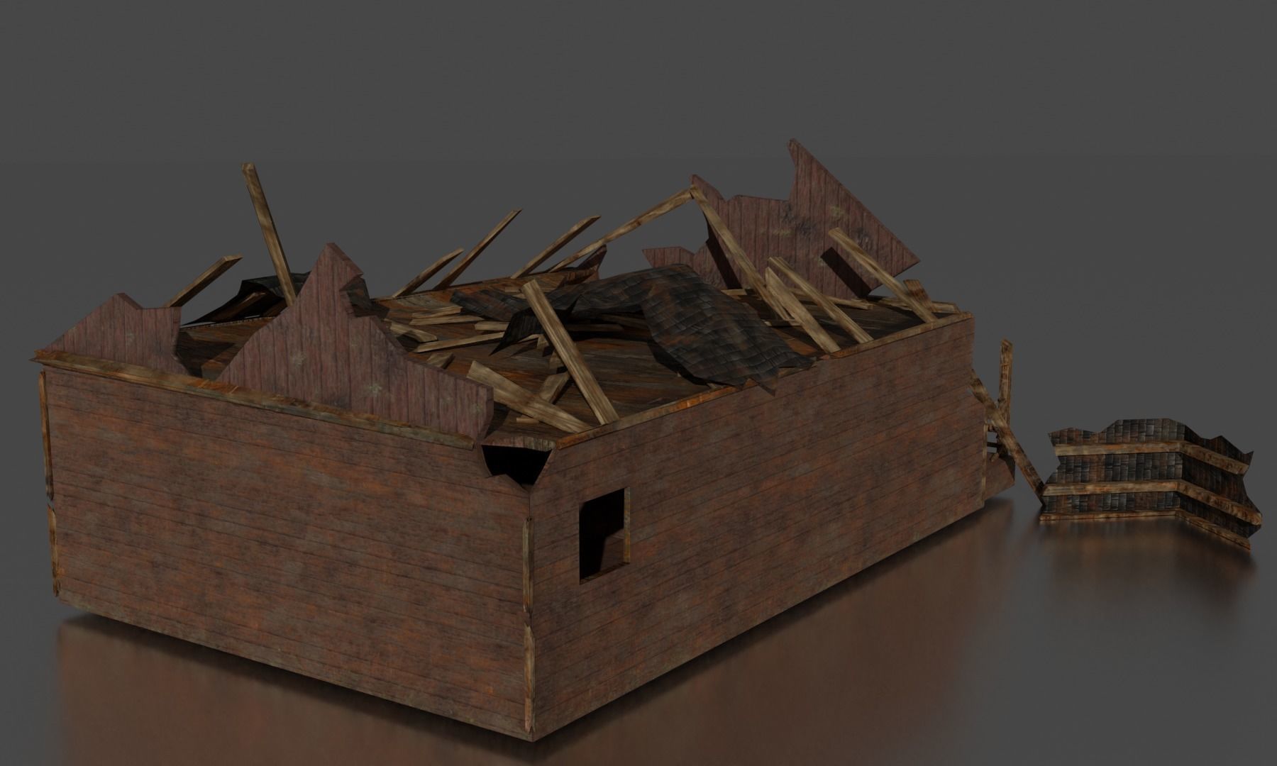 OLD BROKEN HOUSE LOW POLY Low-poly 3D model_4
