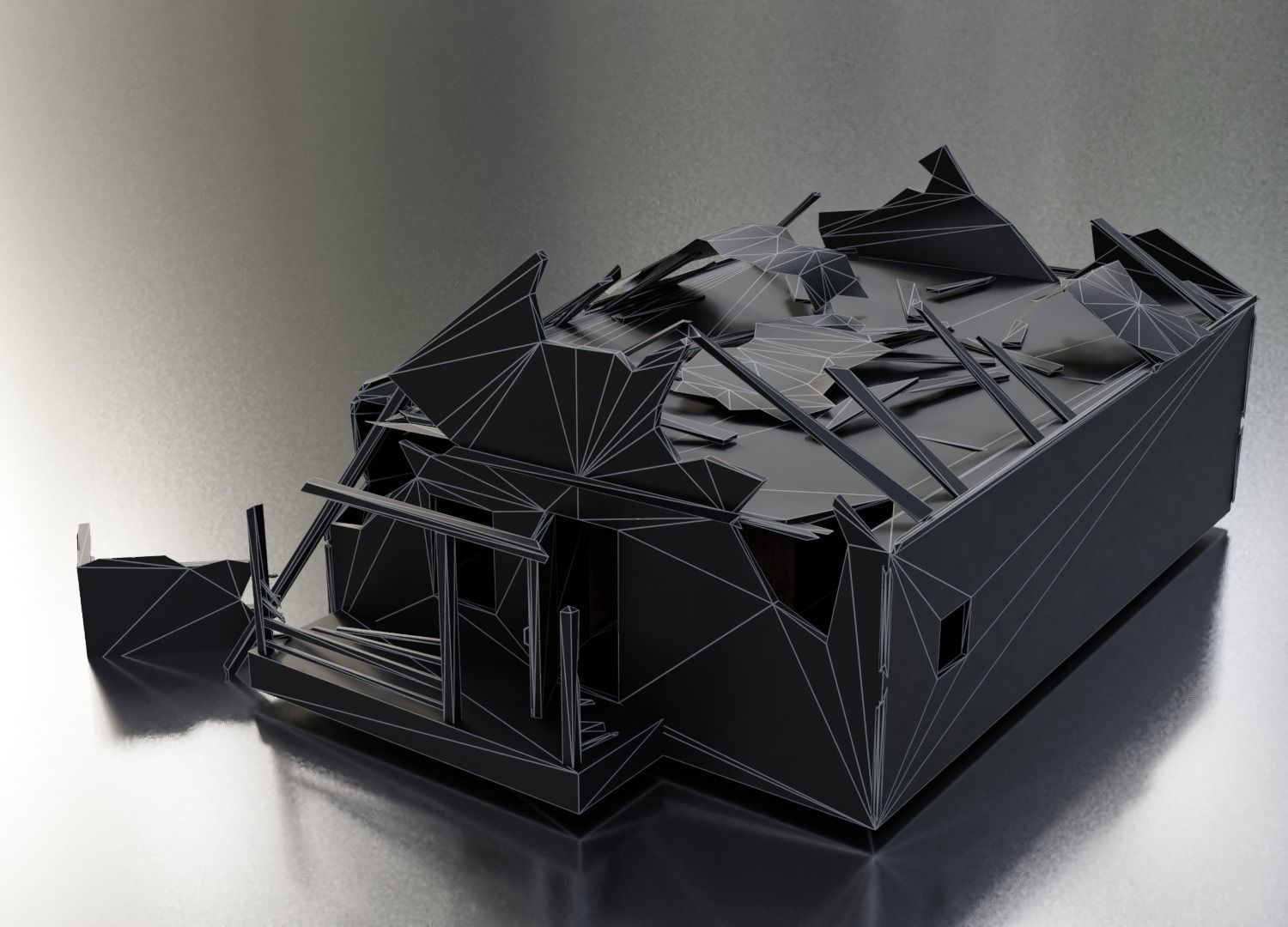 OLD BROKEN HOUSE LOW POLY Low-poly 3D model_9