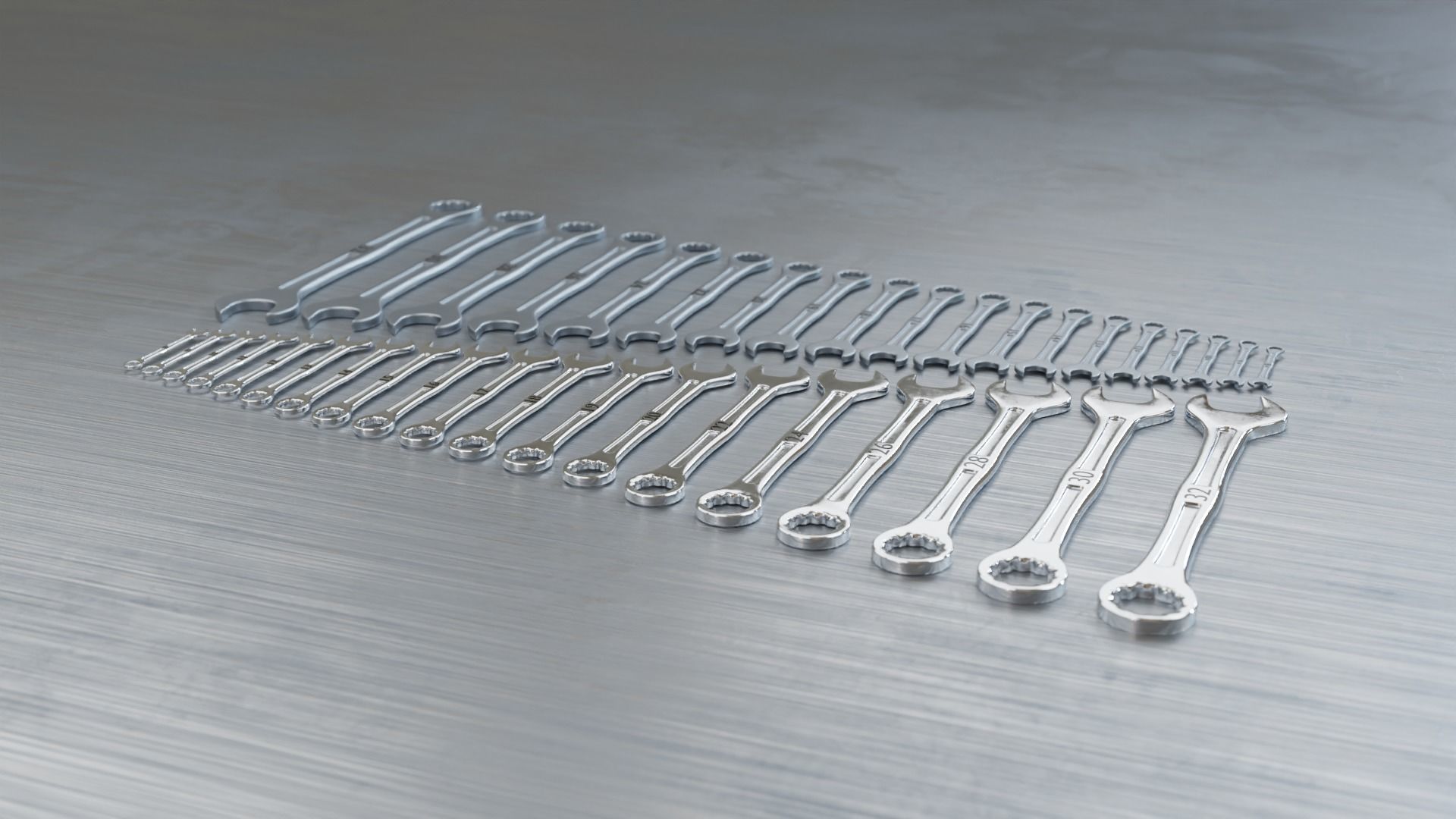 spanners ratchet wrench set 3D model_7