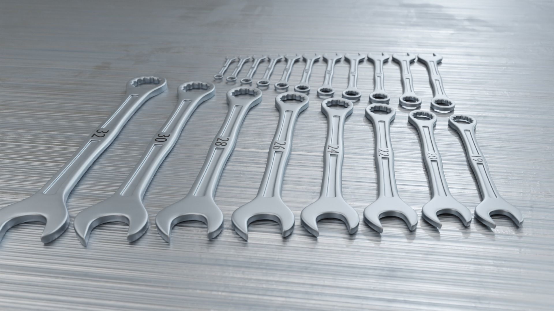 spanners ratchet wrench set 3D model_12