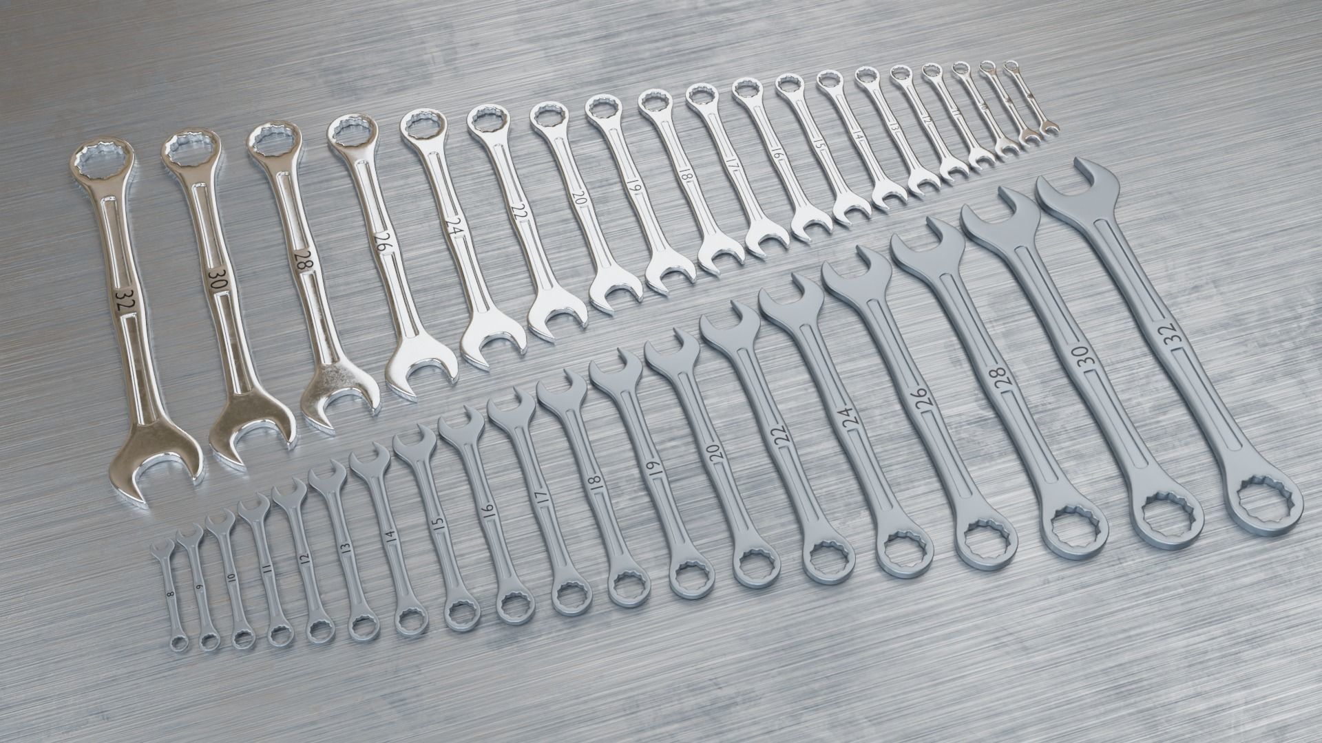 spanners ratchet wrench set 3D model_2