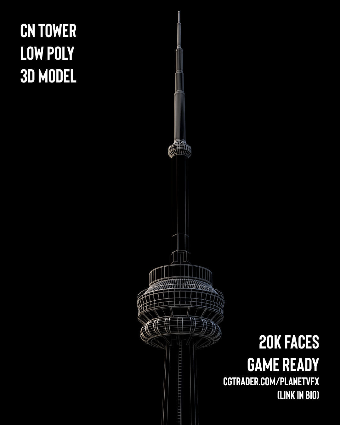 Cn Tower 3d model - Low Poly Game ready Low-poly 3D model_8