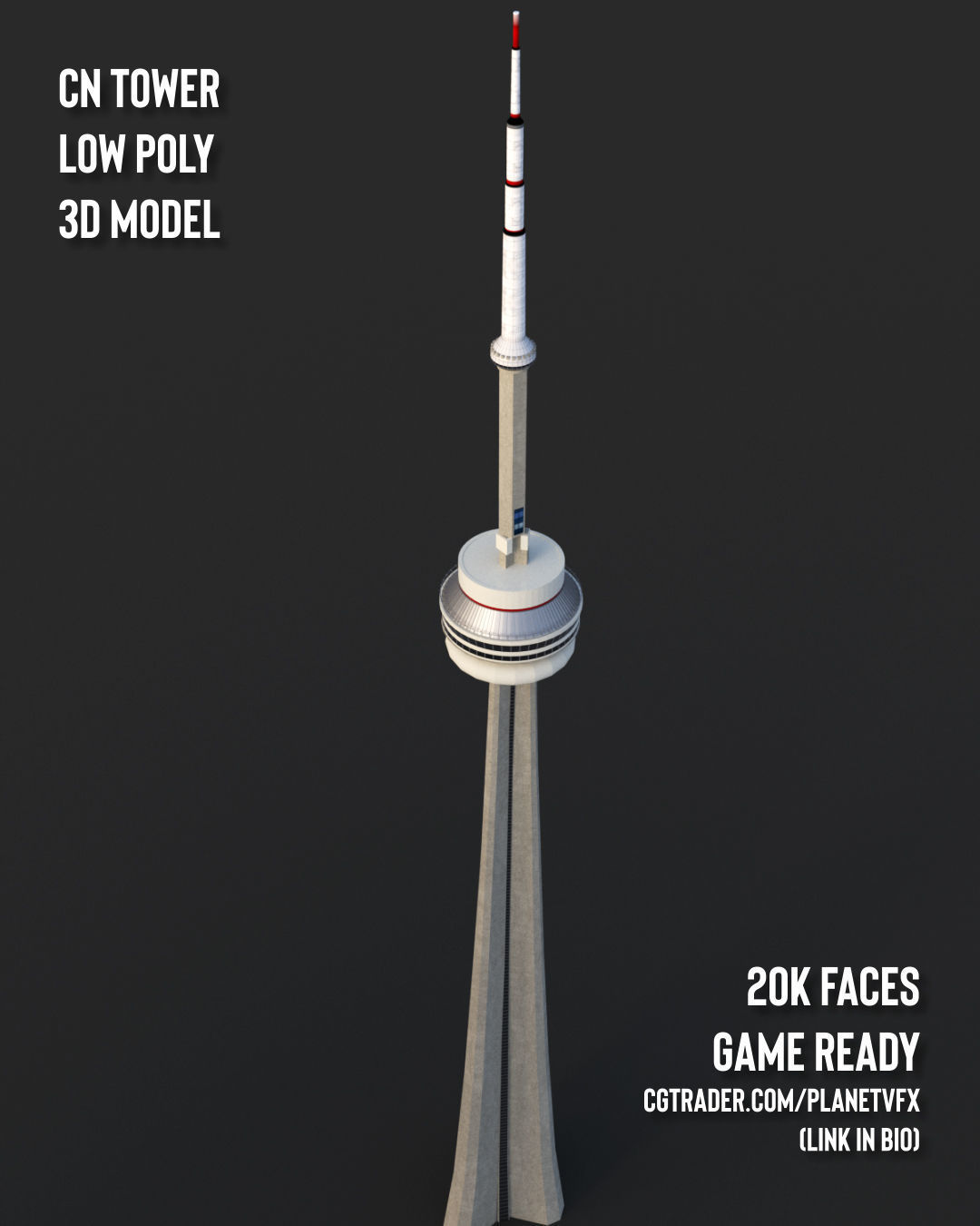 Cn Tower 3d model - Low Poly Game ready Low-poly 3D model_5