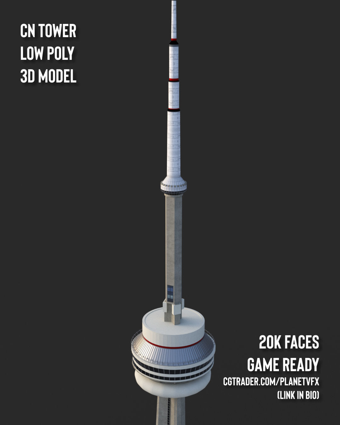 Cn Tower 3d model - Low Poly Game ready Low-poly 3D model_6