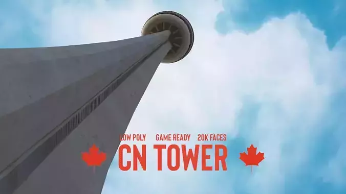 Cn Tower 3d model - Low Poly Game ready Low-poly 3D model