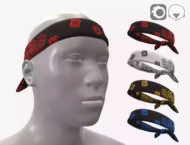 Headband bandana Low-poly 3D model