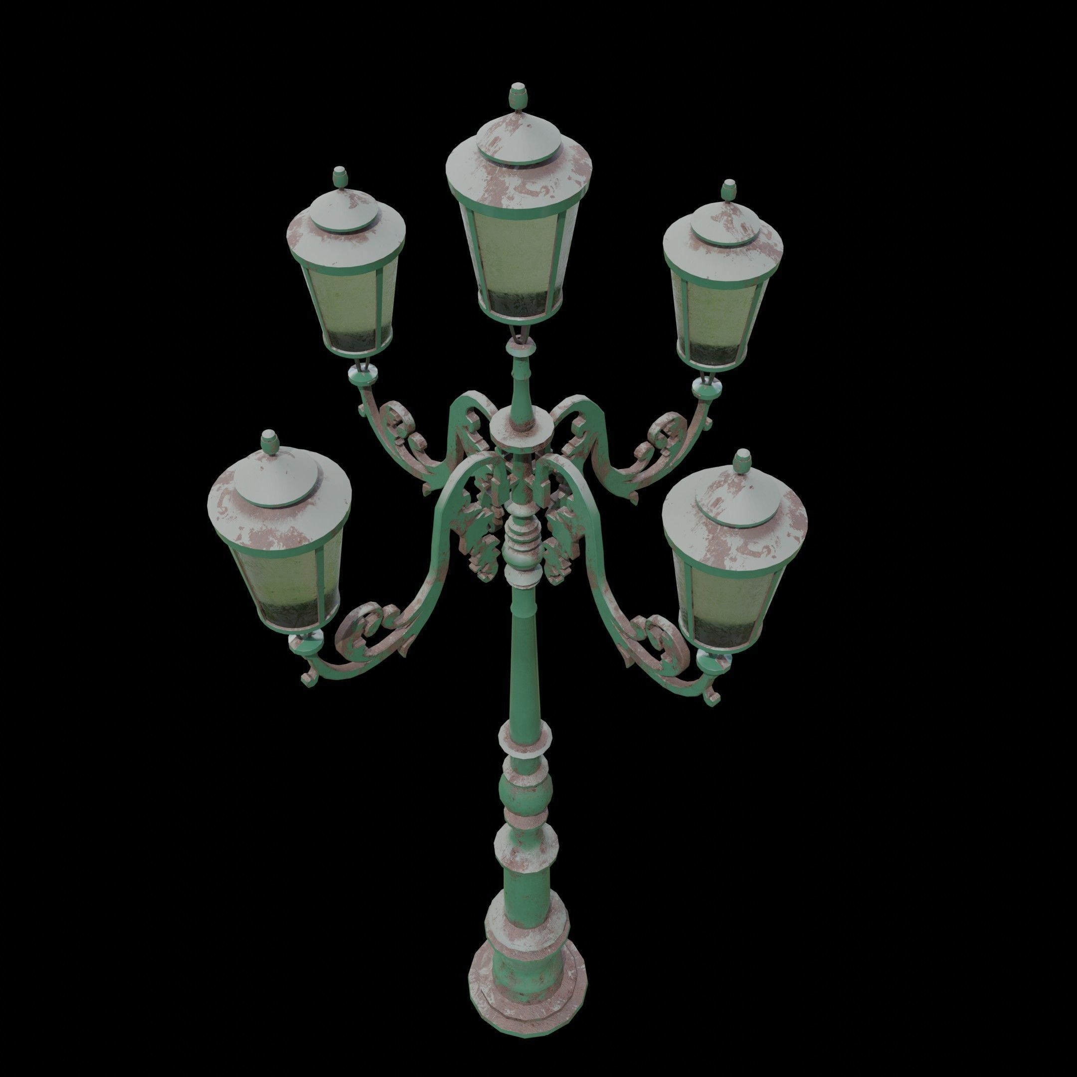 Parisian Style Lamppost 3D model Low-poly 3D model_7