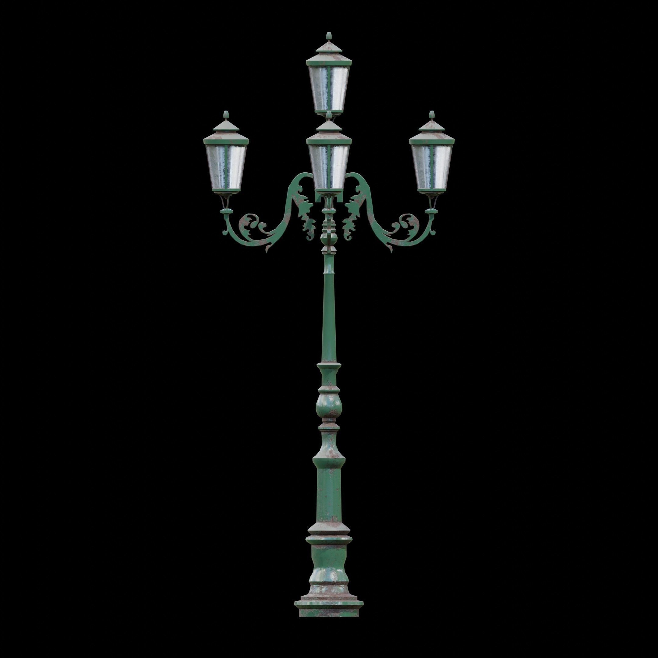 Parisian Style Lamppost 3D model Low-poly 3D model_6