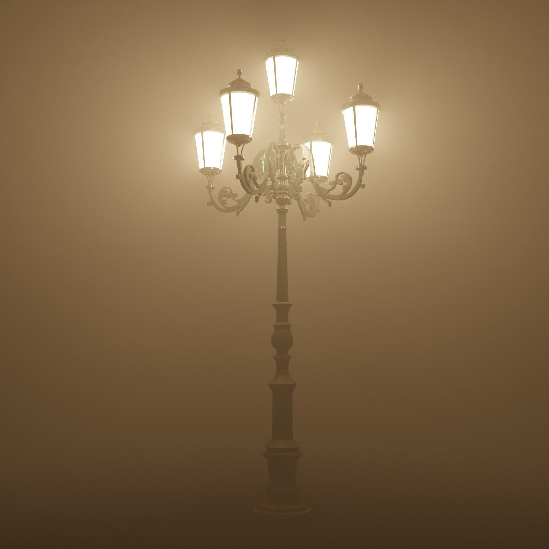 Parisian Style Lamppost 3D model Low-poly 3D model_2