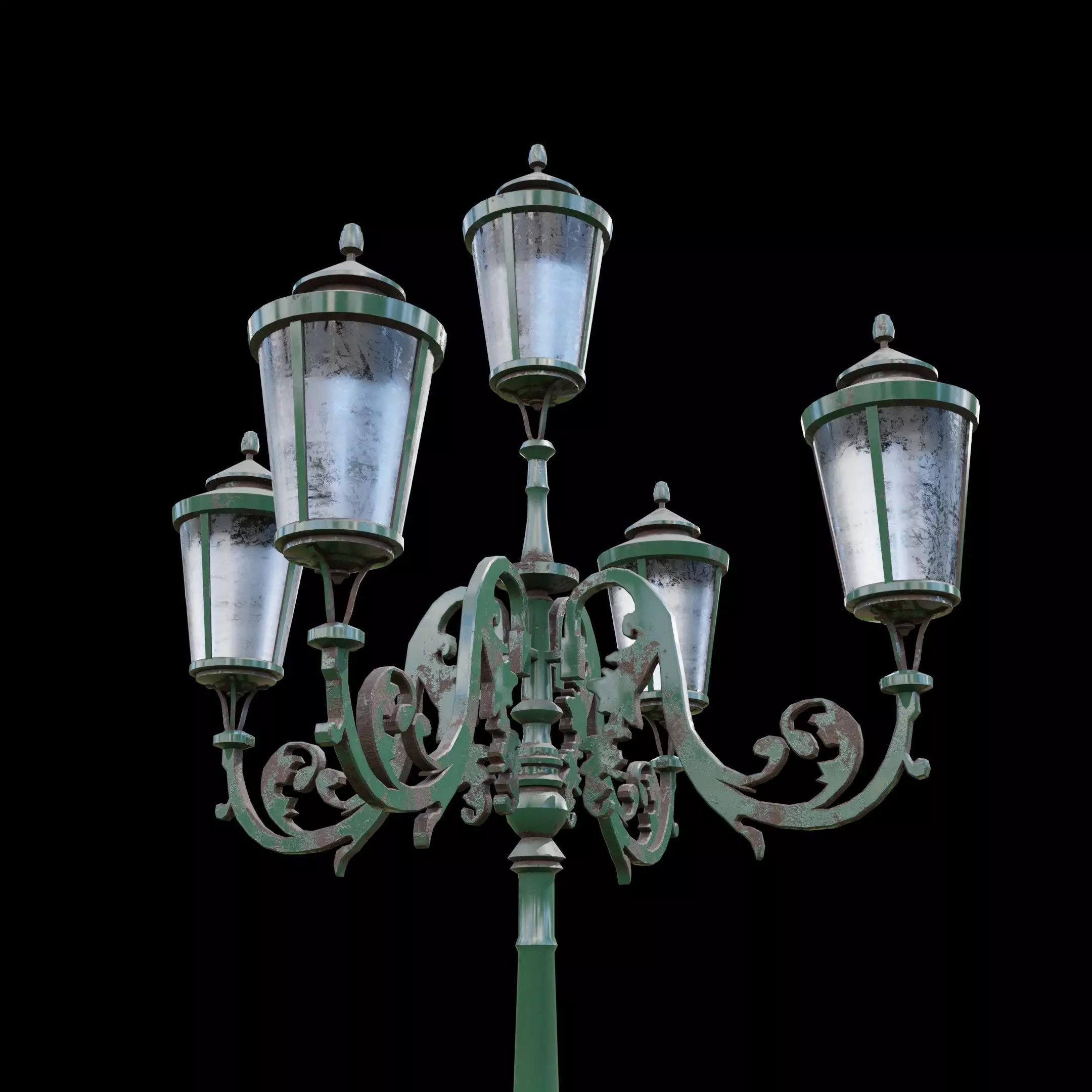 Parisian Style Lamppost 3D model Low-poly 3D model_0
