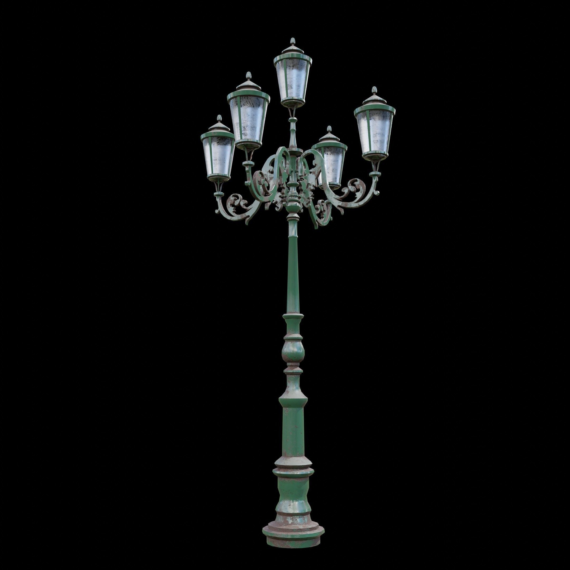 Parisian Style Lamppost 3D model Low-poly 3D model_1