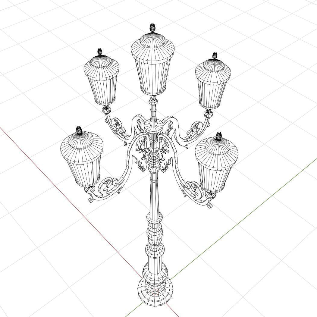 Parisian Style Lamppost 3D model Low-poly 3D model_4
