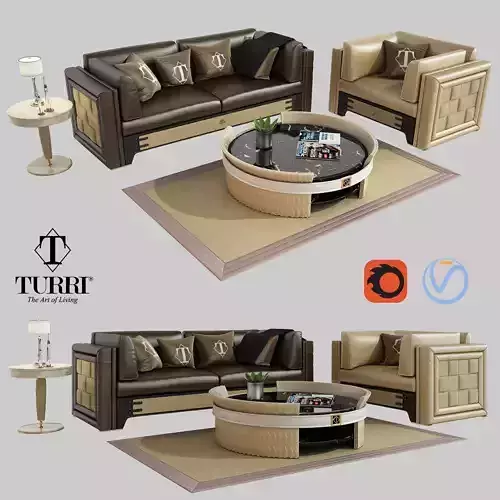 Turri NumeroTre sofa armchair and coffee table