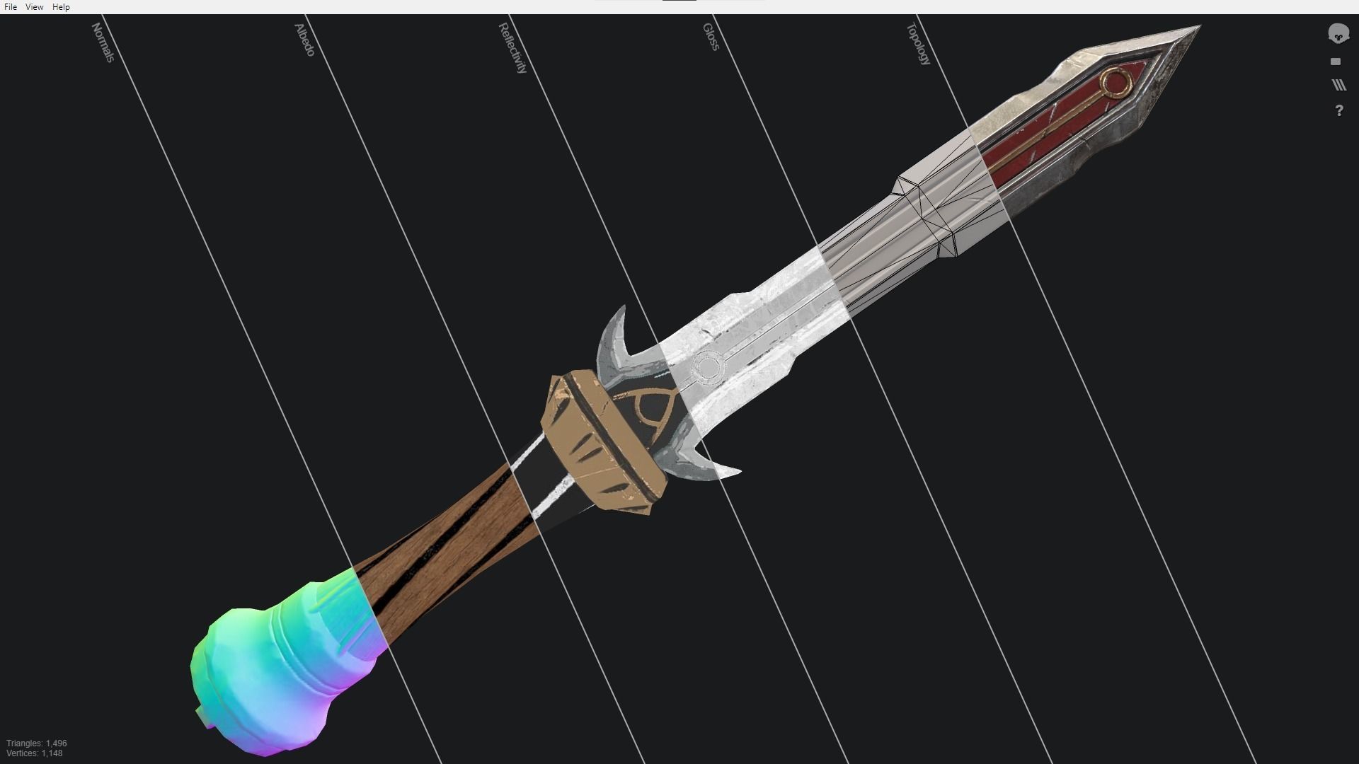 Fantasy Stylish- Dagger of Rave Low-poly 3D model_5