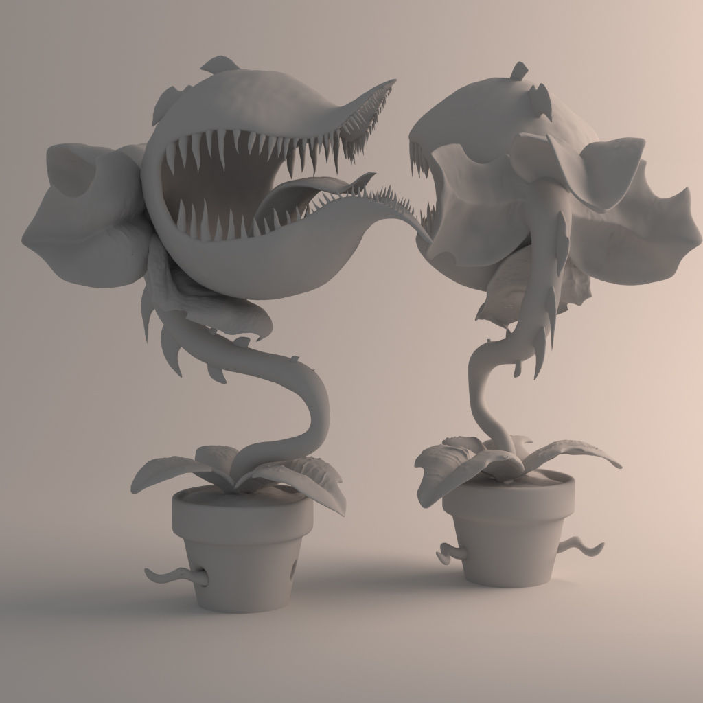Chomper monster plant in pot Low-poly 3D model_4