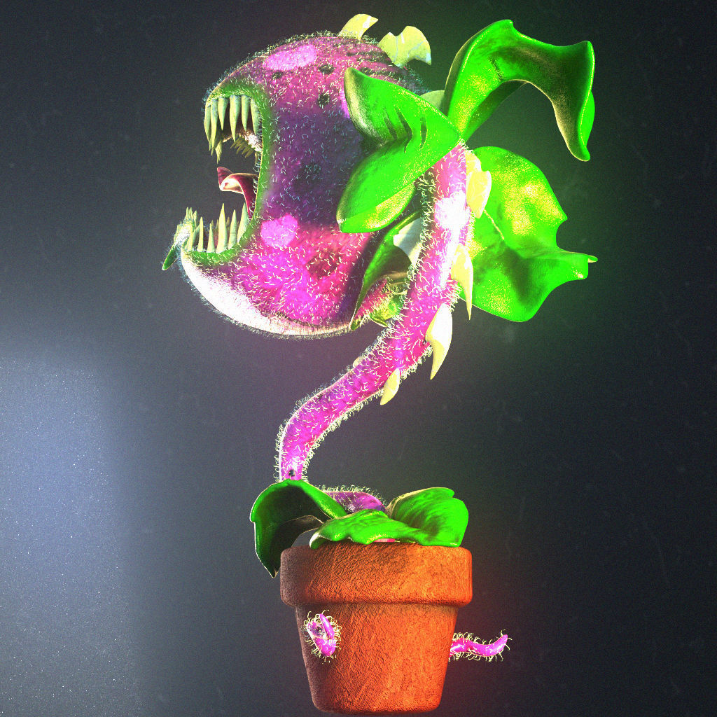 Chomper monster plant in pot Low-poly 3D model_3