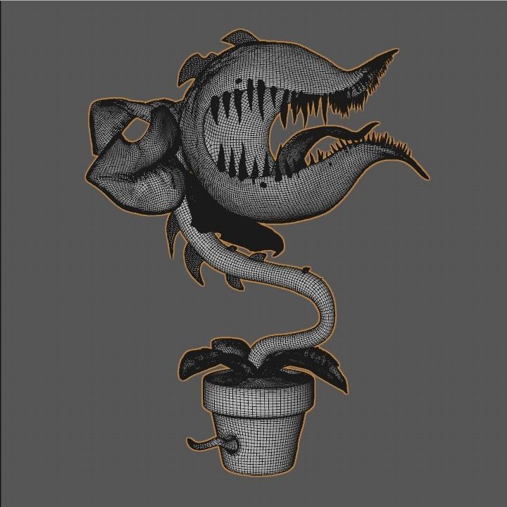 Chomper monster plant in pot Low-poly 3D model_5