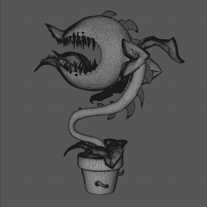 Chomper monster plant in pot Low-poly 3D model_6