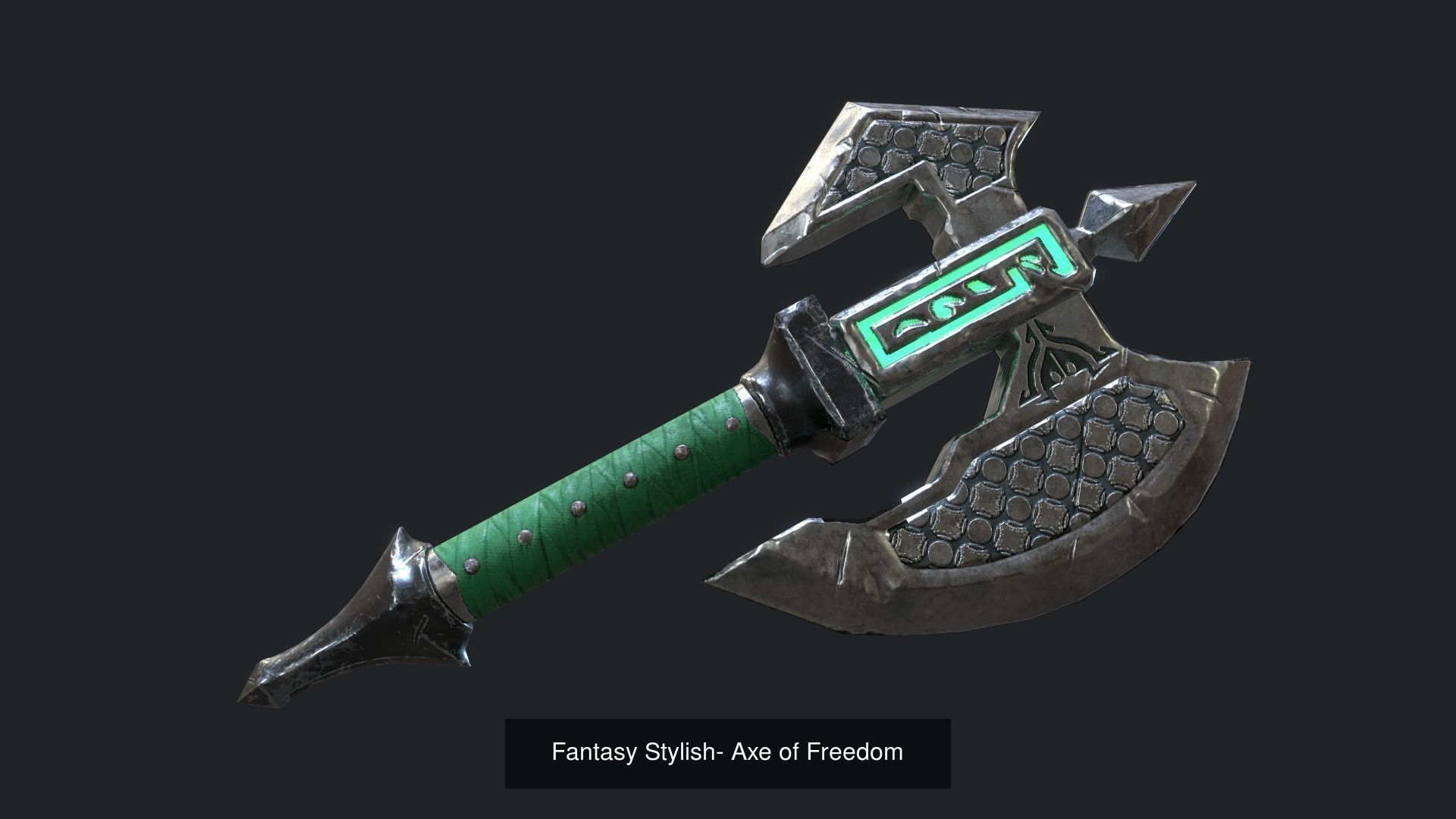 Low poly Fantasy Stylish Axe Bundle 3D Model Collection_4