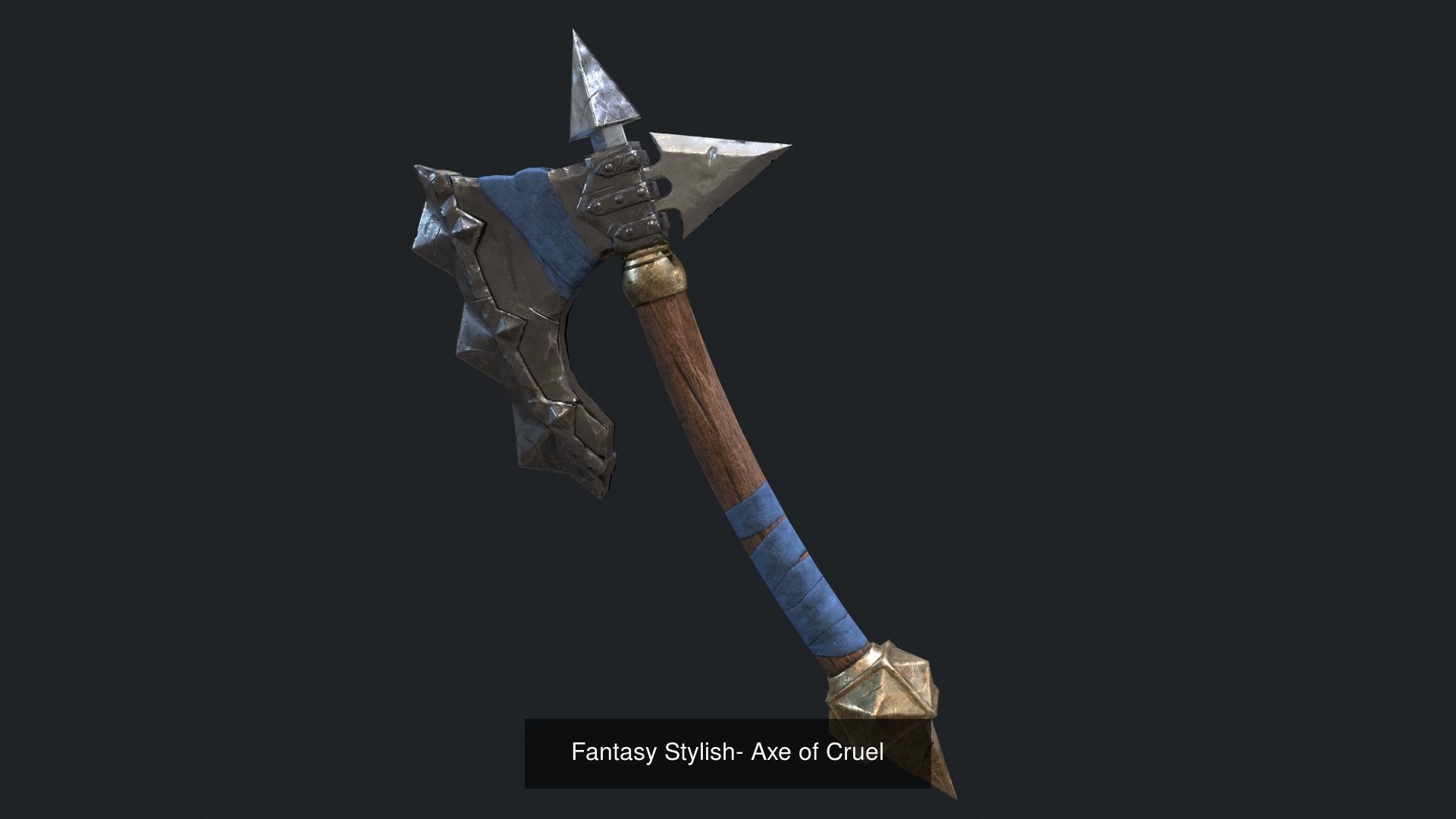 Low poly Fantasy Stylish Axe Bundle 3D Model Collection_3