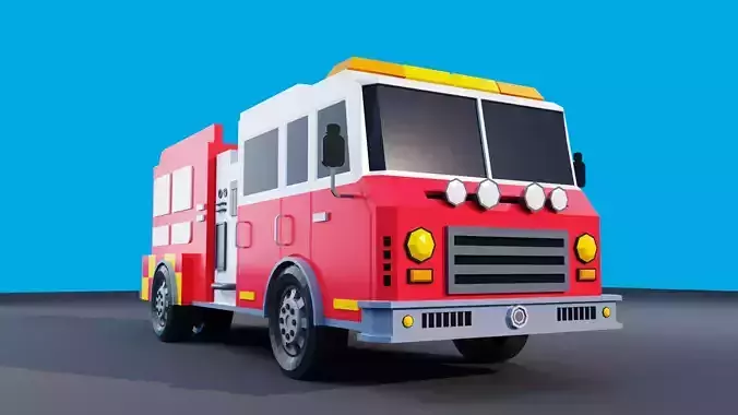 Fire Truck Low Poly Vehicle
